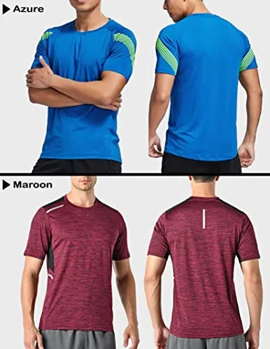 5 Pack Men’s Active Quick Dry Crew Neck T Shirts | Athletic Running Gym Workout Short Sleeve Tee Tops Bulk (Edition 2, Large)