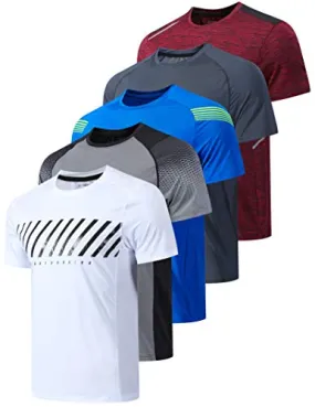 5 Pack Men’s Active Quick Dry Crew Neck T Shirts | Athletic Running Gym Workout Short Sleeve Tee Tops Bulk (Edition 2, Large)