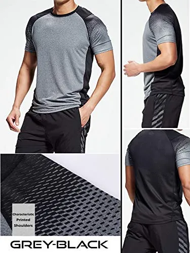 5 Pack Men’s Active Quick Dry Crew Neck T Shirts | Athletic Running Gym Workout Short Sleeve Tee Tops Bulk (Edition 2, Large)