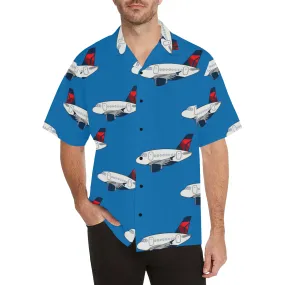 A320 DELTA NAVY BLUE HAWAIIAN SHIRT