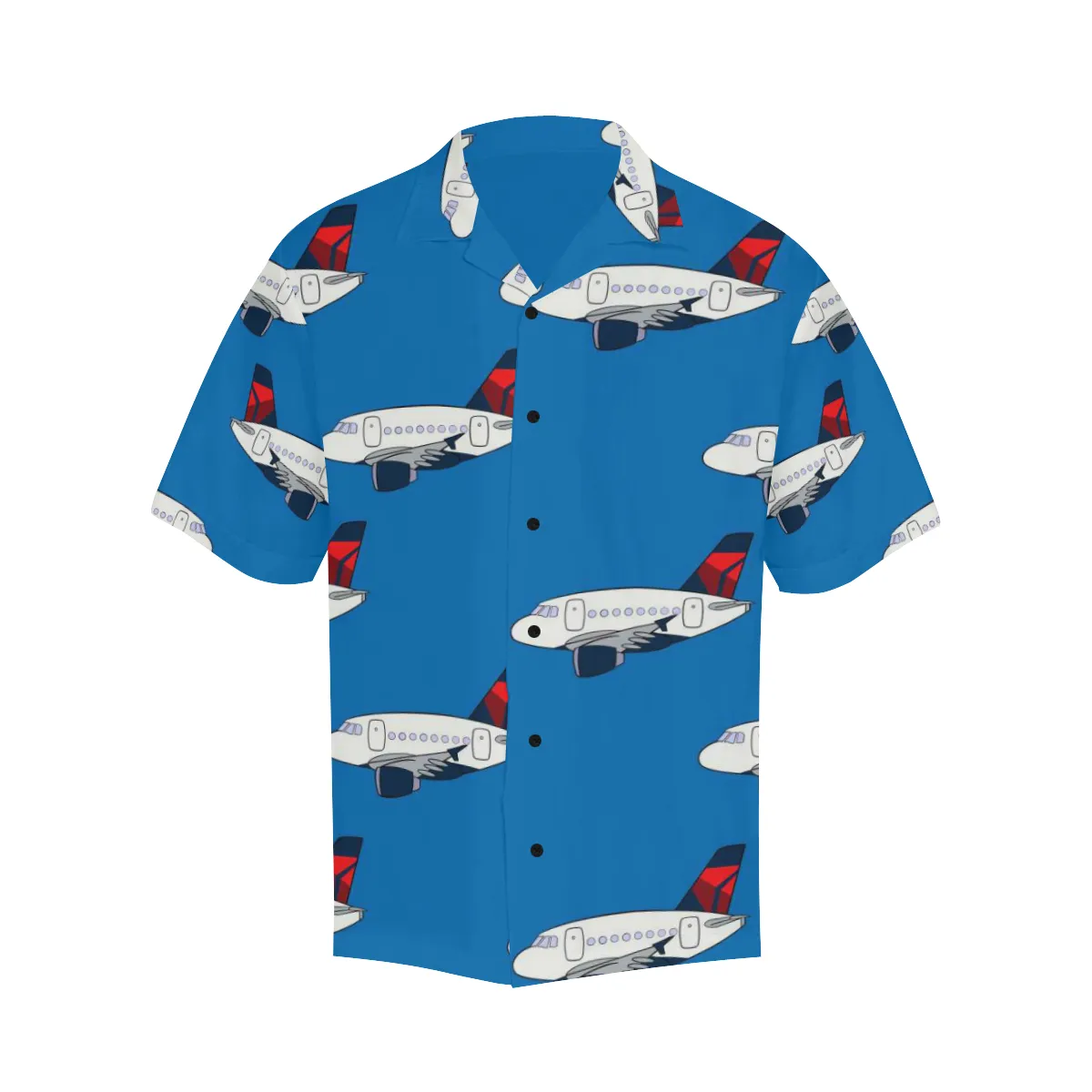 A320 DELTA NAVY BLUE HAWAIIAN SHIRT