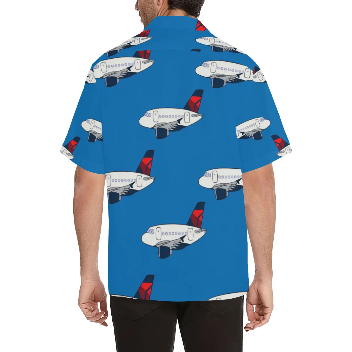 A320 DELTA NAVY BLUE HAWAIIAN SHIRT