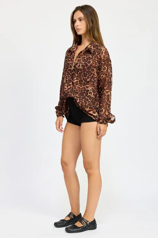 Animal Print Oversized Shirt