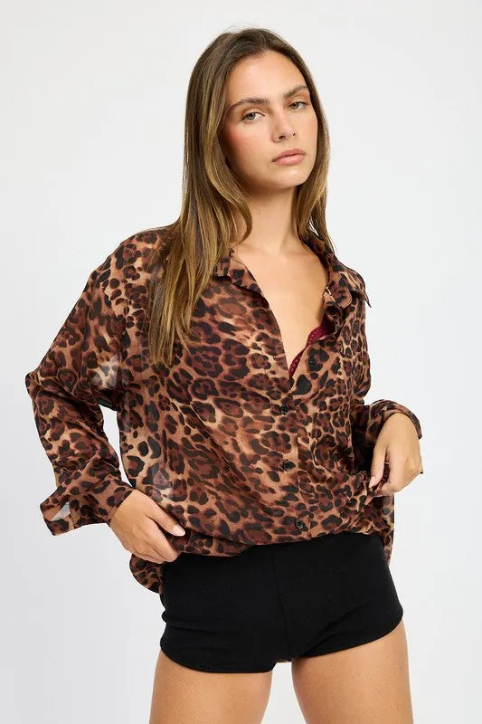 Animal Print Oversized Shirt