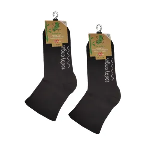 Bamboo a Quarter Crew Cushion Foot Loose Top socks - NO SEAM - Brown