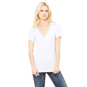 Bella   Canvas Women's Ash Jersey Short-Sleeve Deep V-Neck T-Shirt