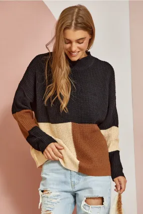 Black Color block Sweater