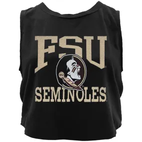 Blue 84 Women's FSU Seminoles/Seminole Logo Crop Muscle Tank - Black