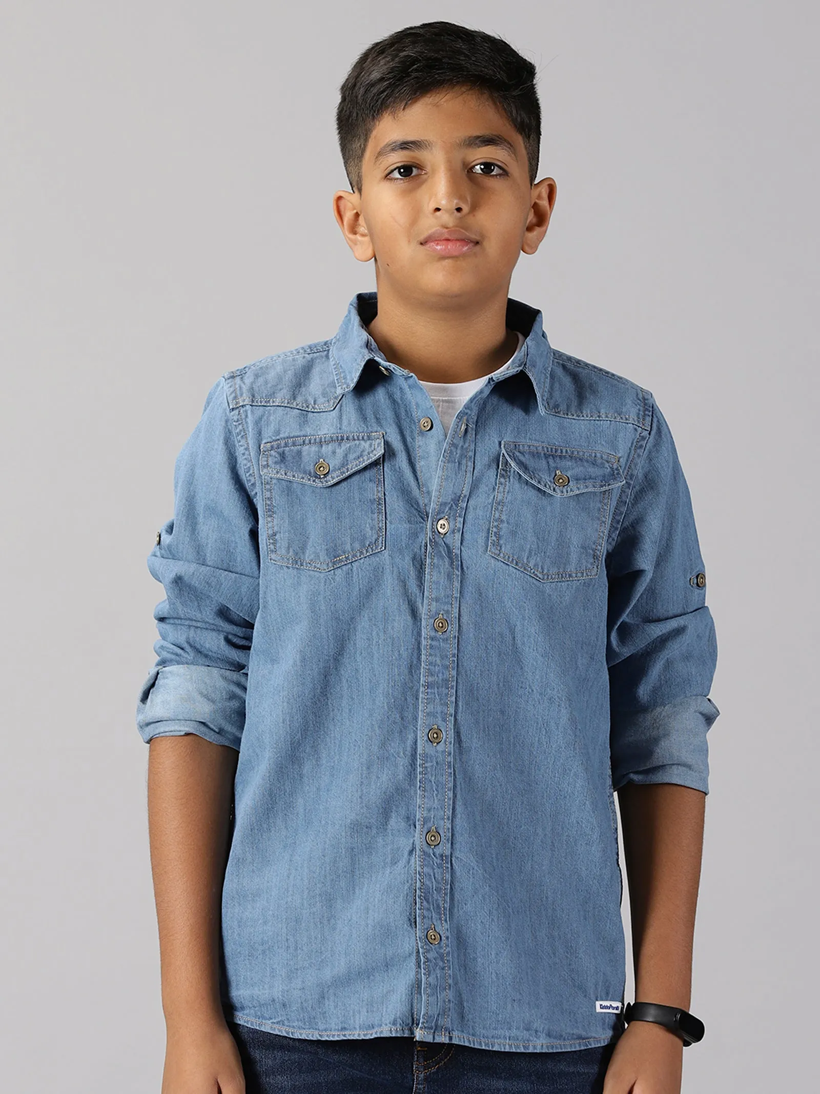 Boys Double Pocket Denim Shirt