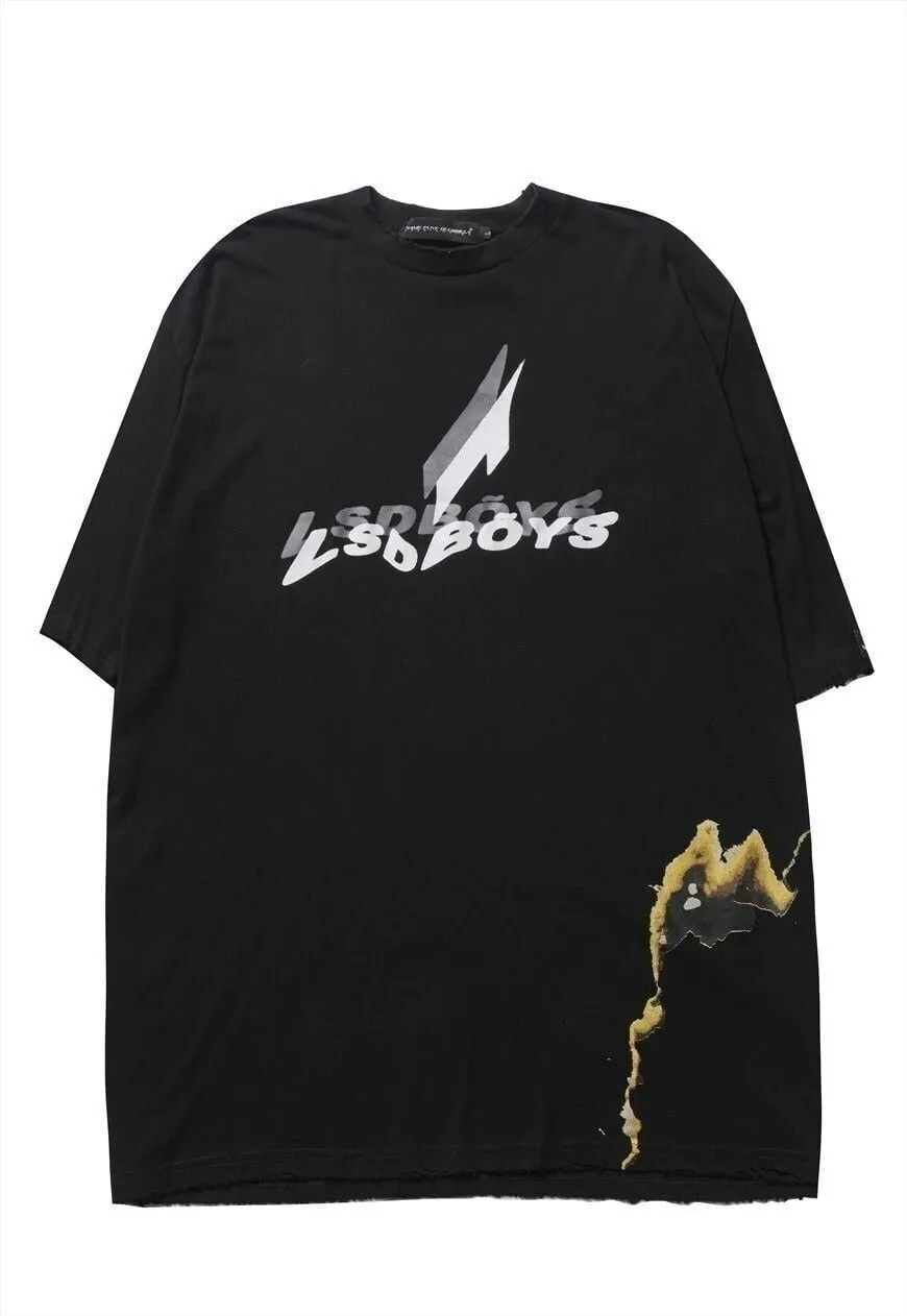 Boys slogan tee graffiti paint subculture t-shirt black