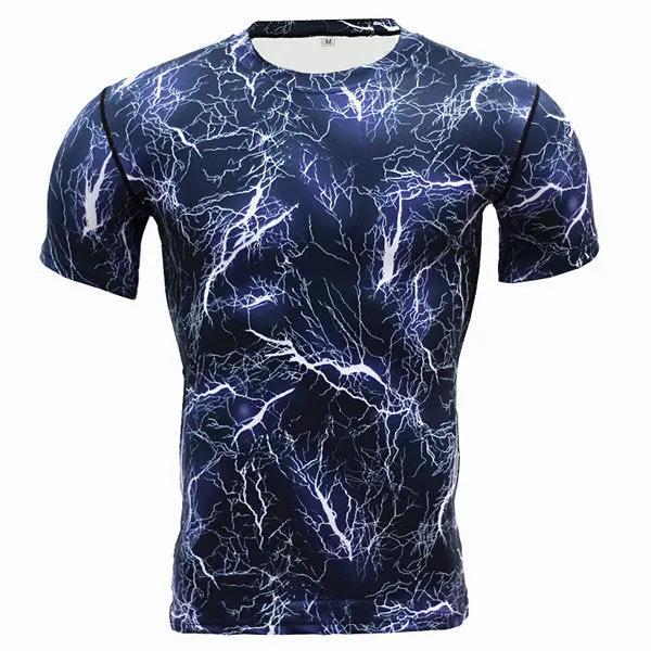 Camo Training Bodybuilding Tops Quick-drying Elastic Tight Short Sleeve T-shirt For Men