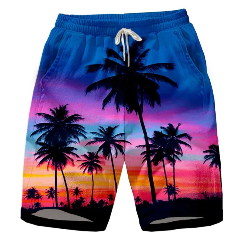 Casual Island Sunset Gradient Print Beach Shorts