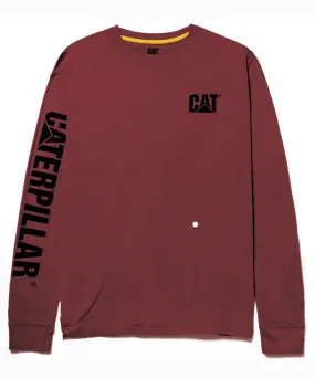 CAT Trademark Banner Long Sleeve T-shirt - Brick Heather