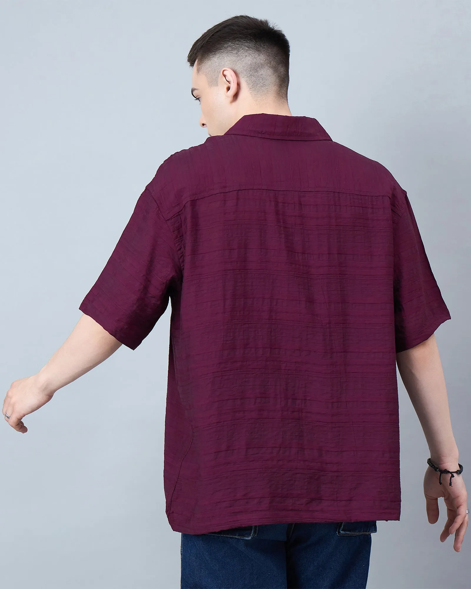 Chimpaaanzee Men Maroon Oversized Shirt