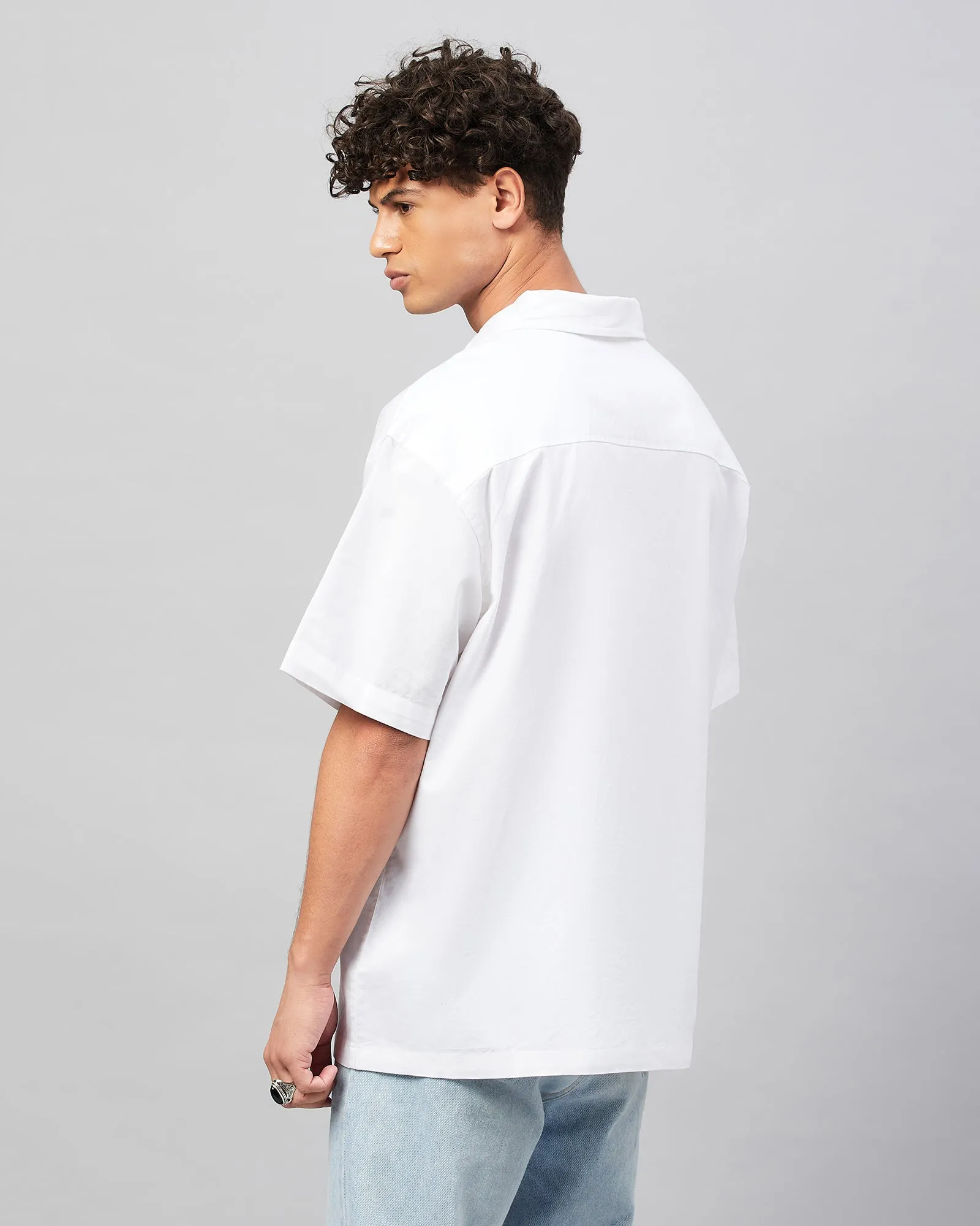 Chimpaaanzee Men White Oversized Fit Shirt