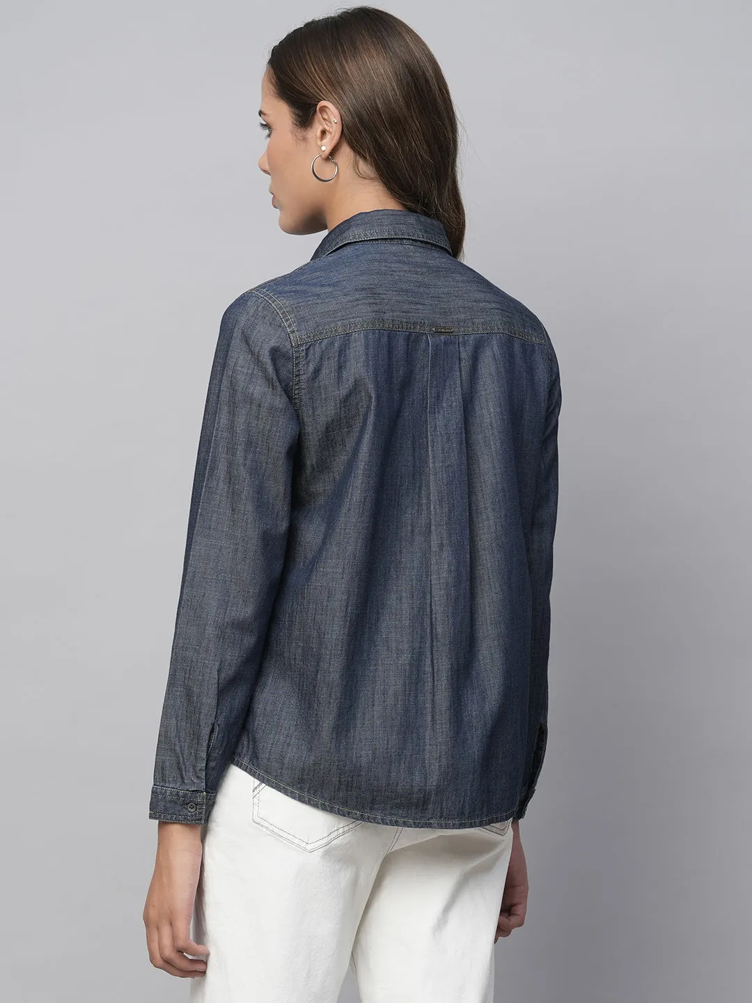 Cotton Tencel Essential Dark Wash Denim Shirt