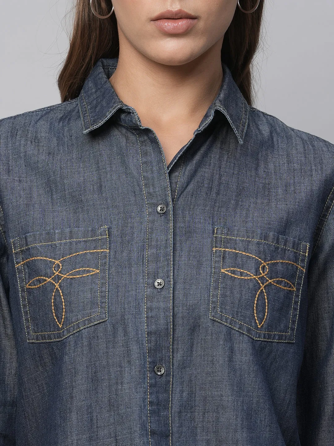 Cotton Tencel Essential Dark Wash Denim Shirt