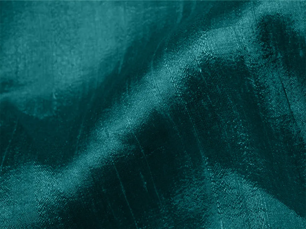 Deep Teal Plain Bangalore Raw Silk Fabric