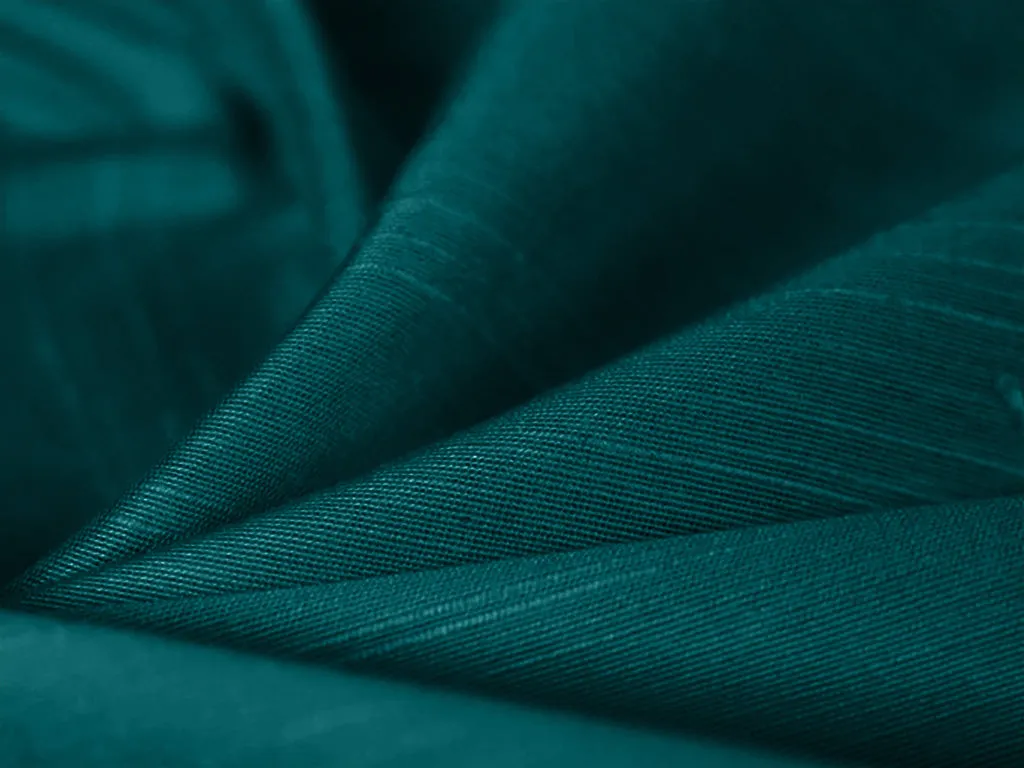 Deep Teal Plain Bangalore Raw Silk Fabric