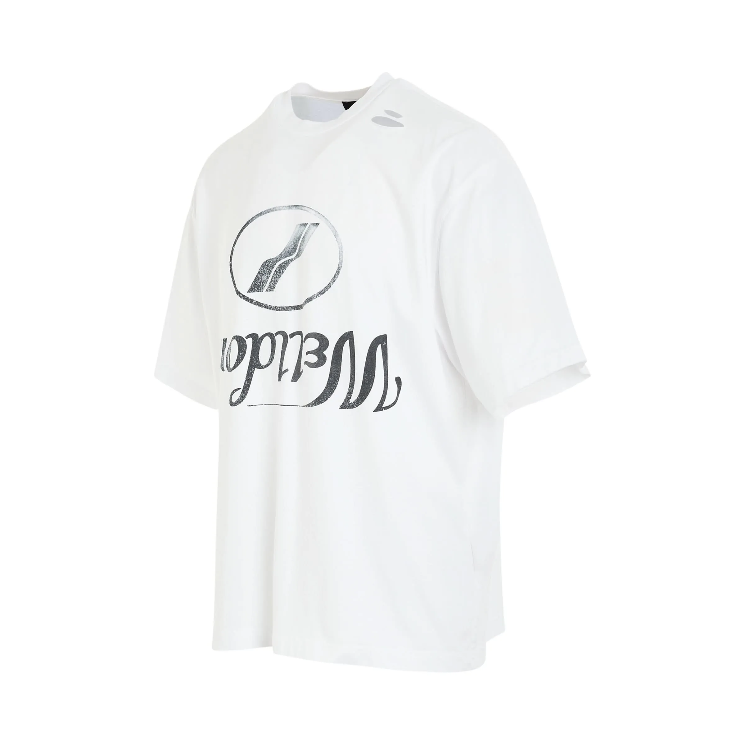 Destroyed Reverse Logo T-Shirt in White