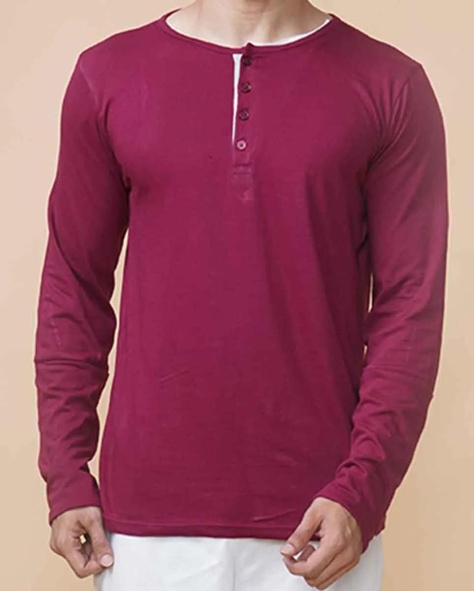 Double Layered Maroon Henley