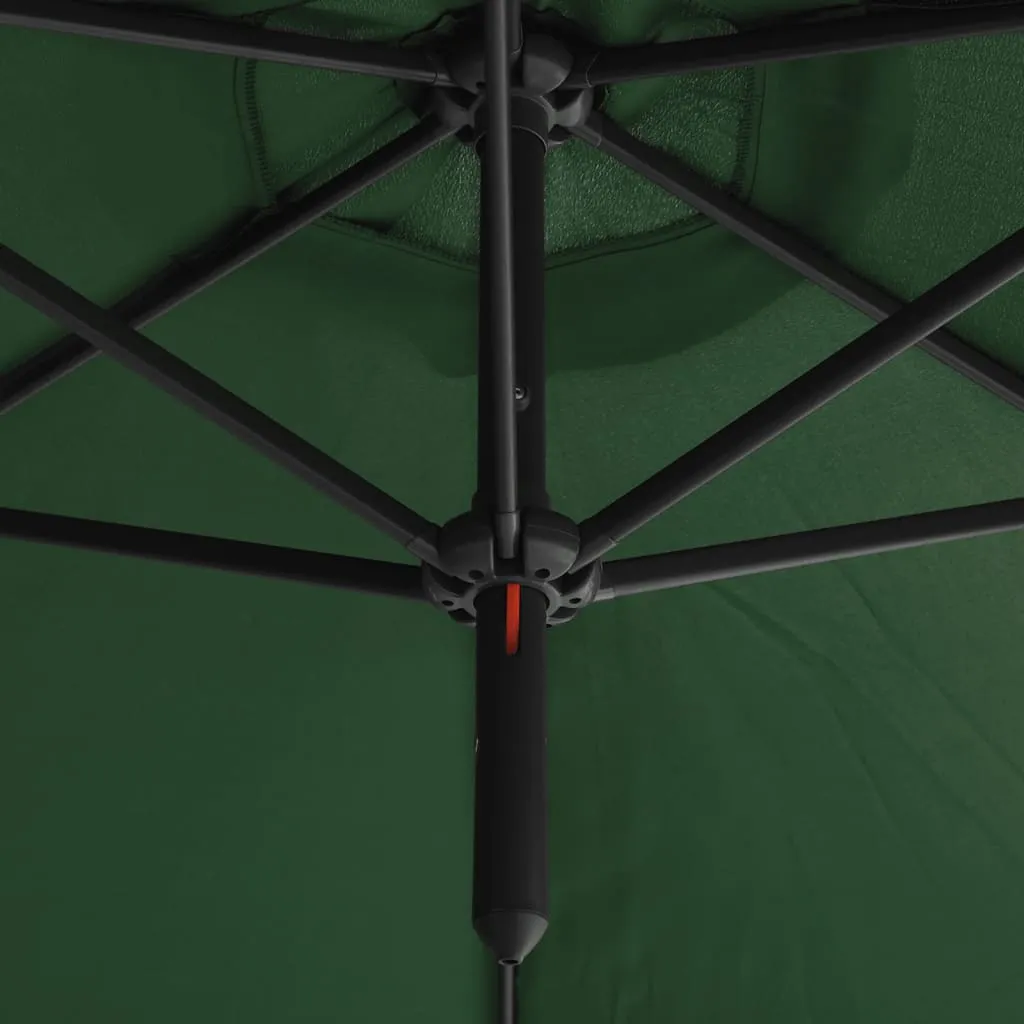 Double Parasol with Steel Pole Green 600 cm