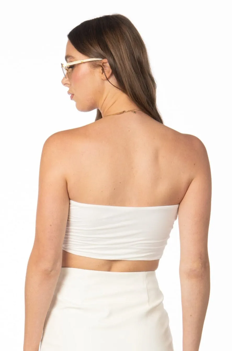 Essential Cropped White Tube Top