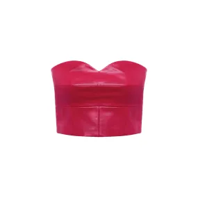 Faux Leather Sweetheart Crop Top