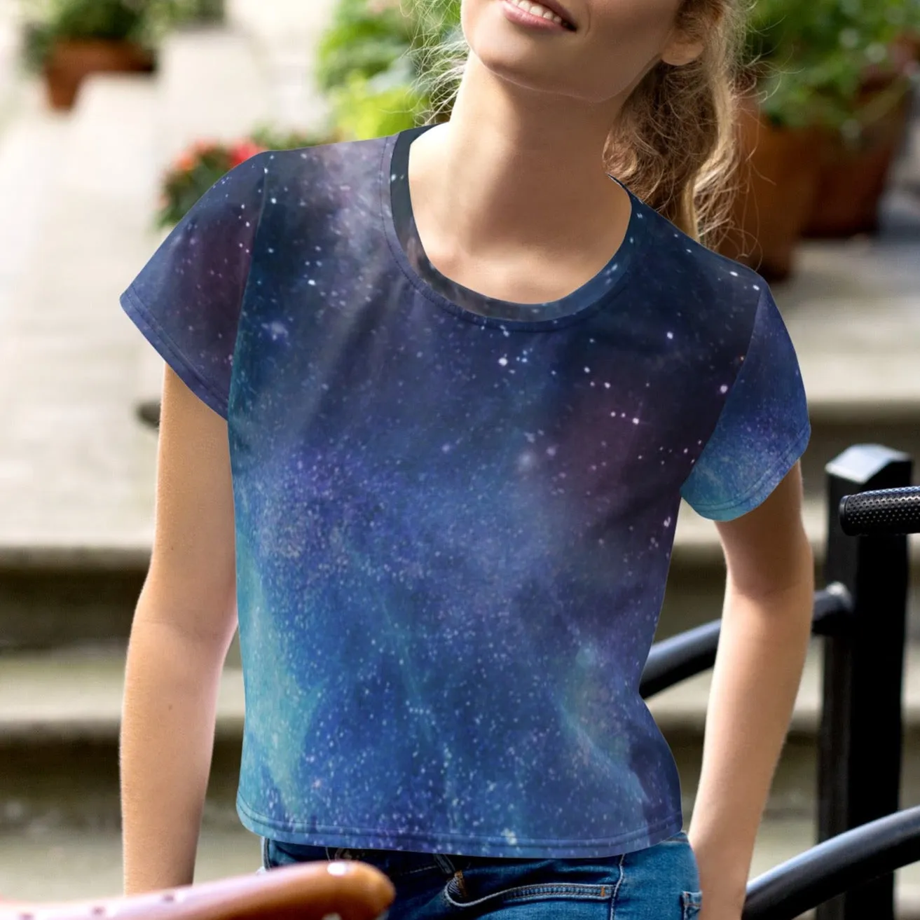 Galaxy Print Crop Top for Women's fashion