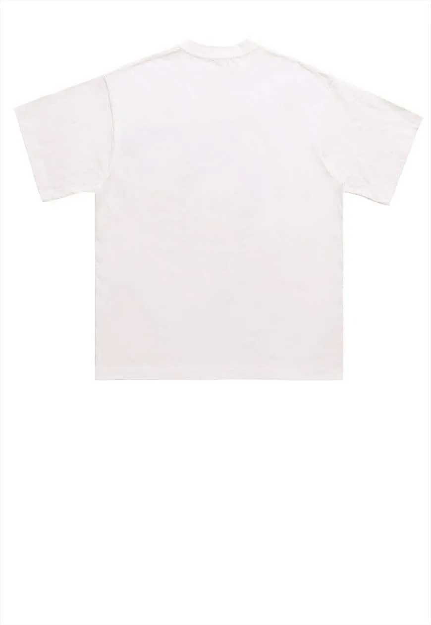 Grunge t-shirt raver print tee hip-hop top in white