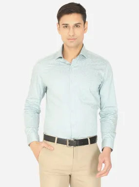 Haze Blue & White Printed Slim Fit Formal Shirt | Greenfibre