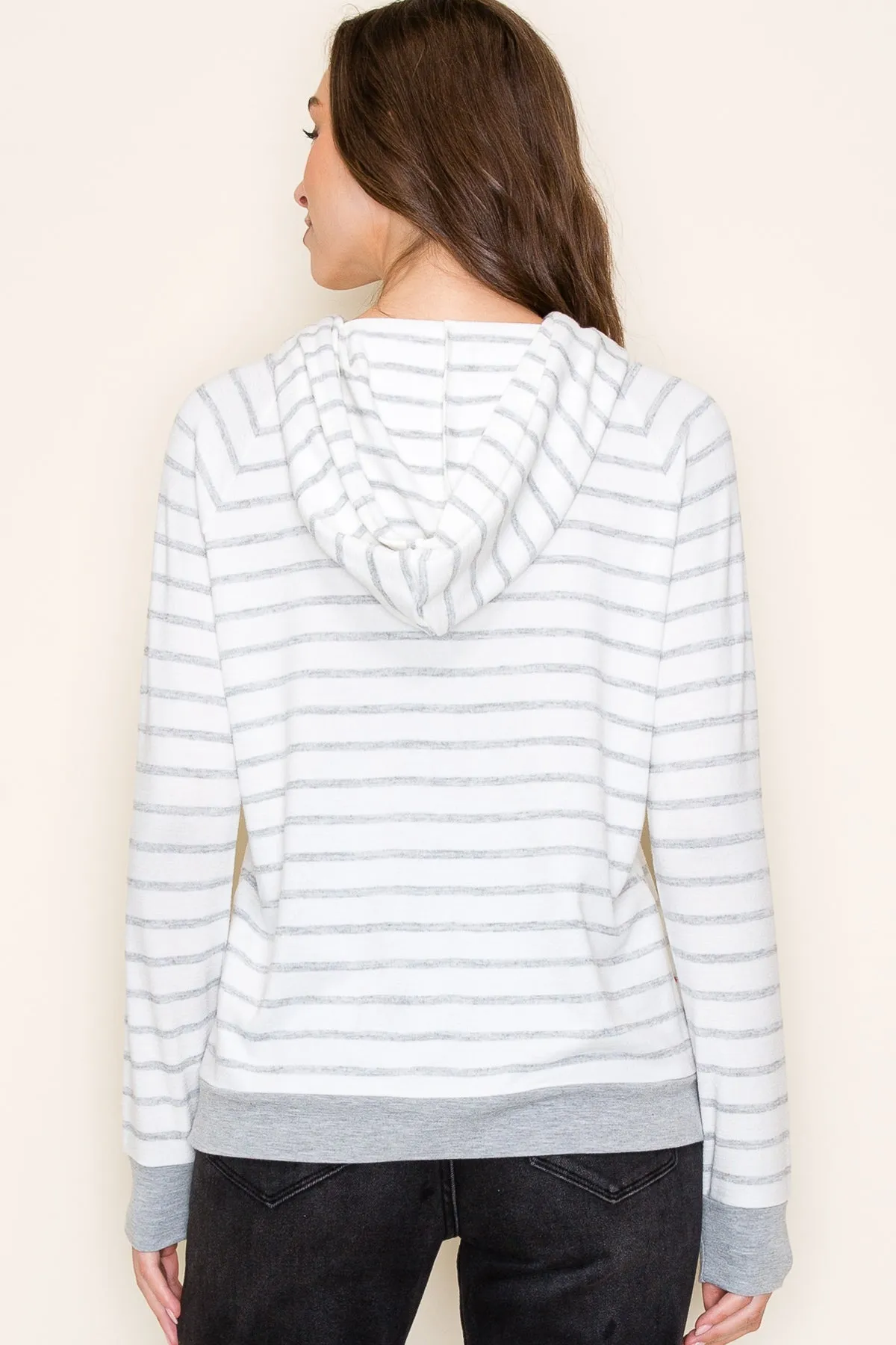 Heather Grey Stripe Hoodie