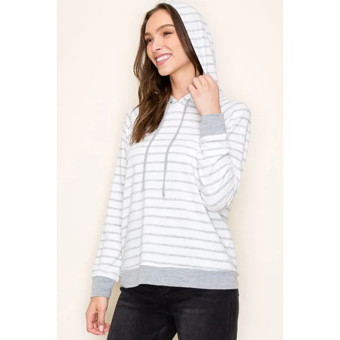 Heather Grey Stripe Hoodie