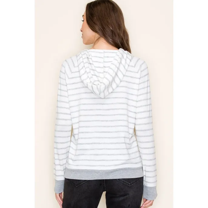 Heather Grey Stripe Hoodie