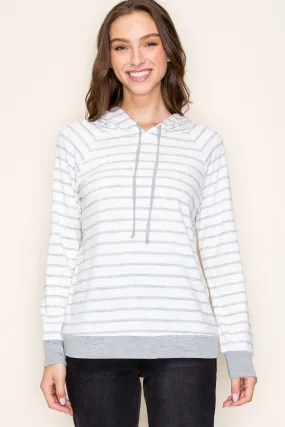 Heather Grey Stripe Hoodie