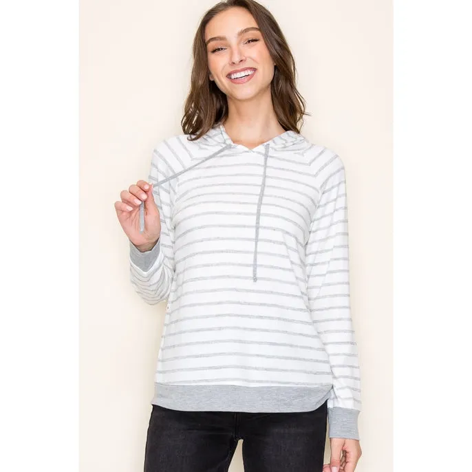 Heather Grey Stripe Hoodie