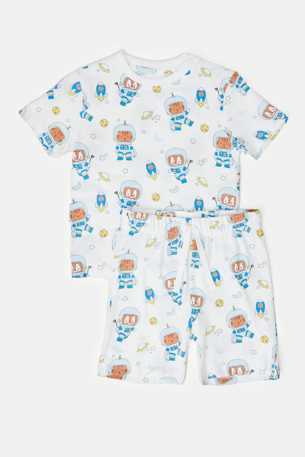 Infant Boys Grey And Navy Space Pyjama Set (4 Piece)