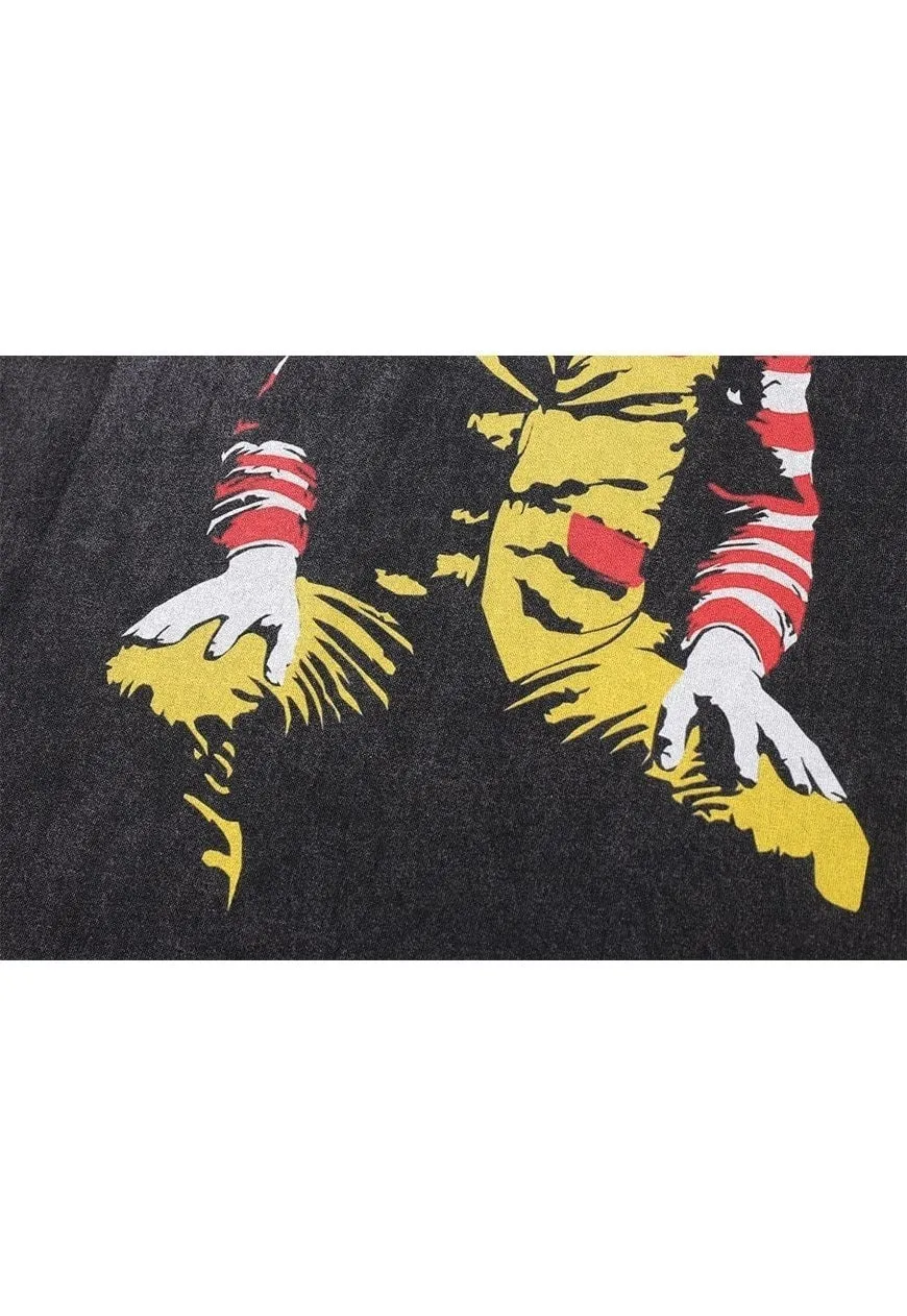 Joker t-shirt clown cartoon tee fast food top vintage grey