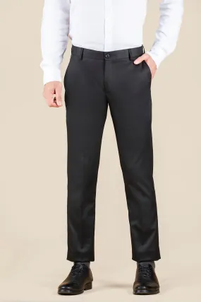 Men's Black Solid Formal Trousers