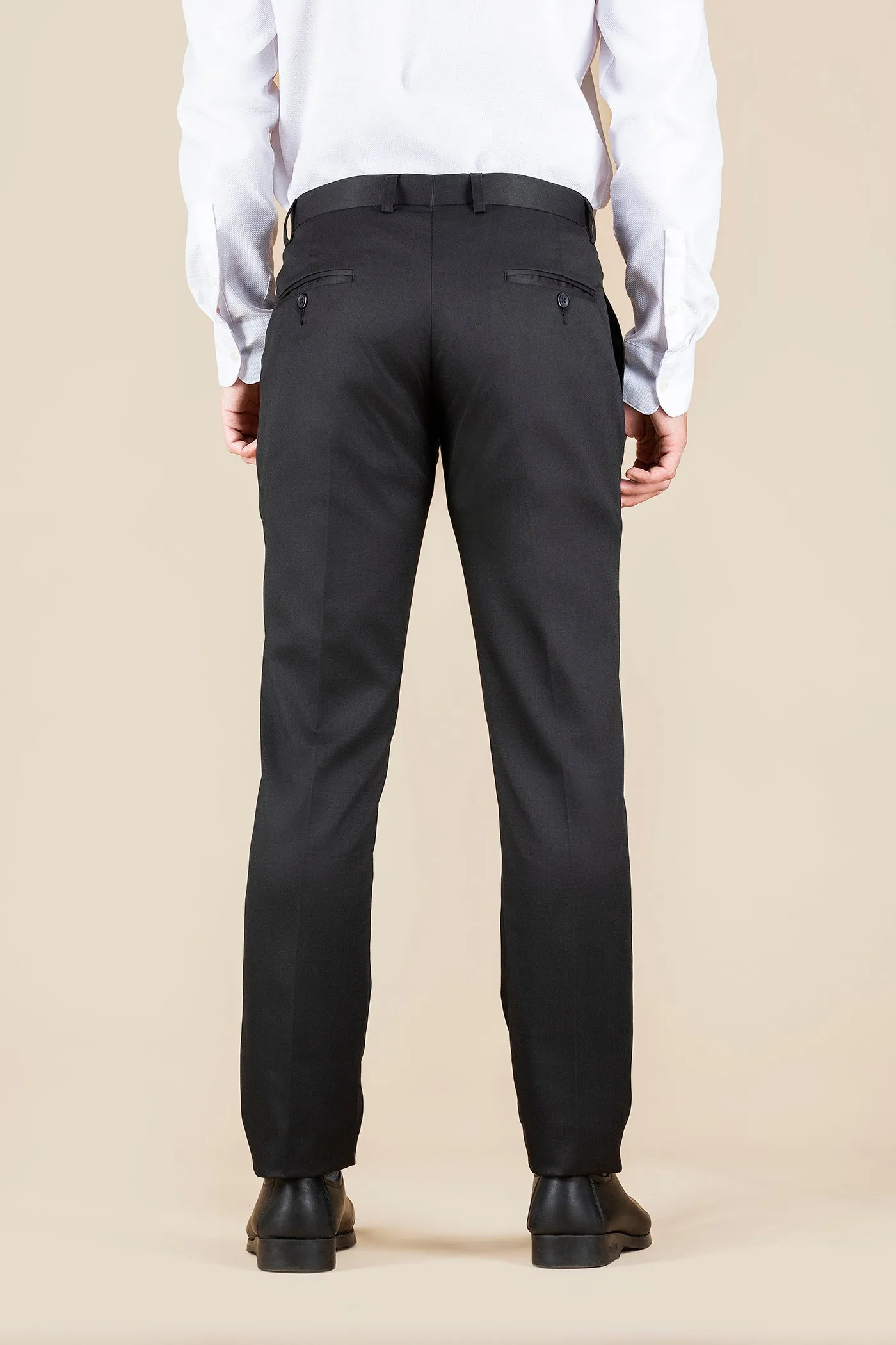 Men's Black Solid Formal Trousers