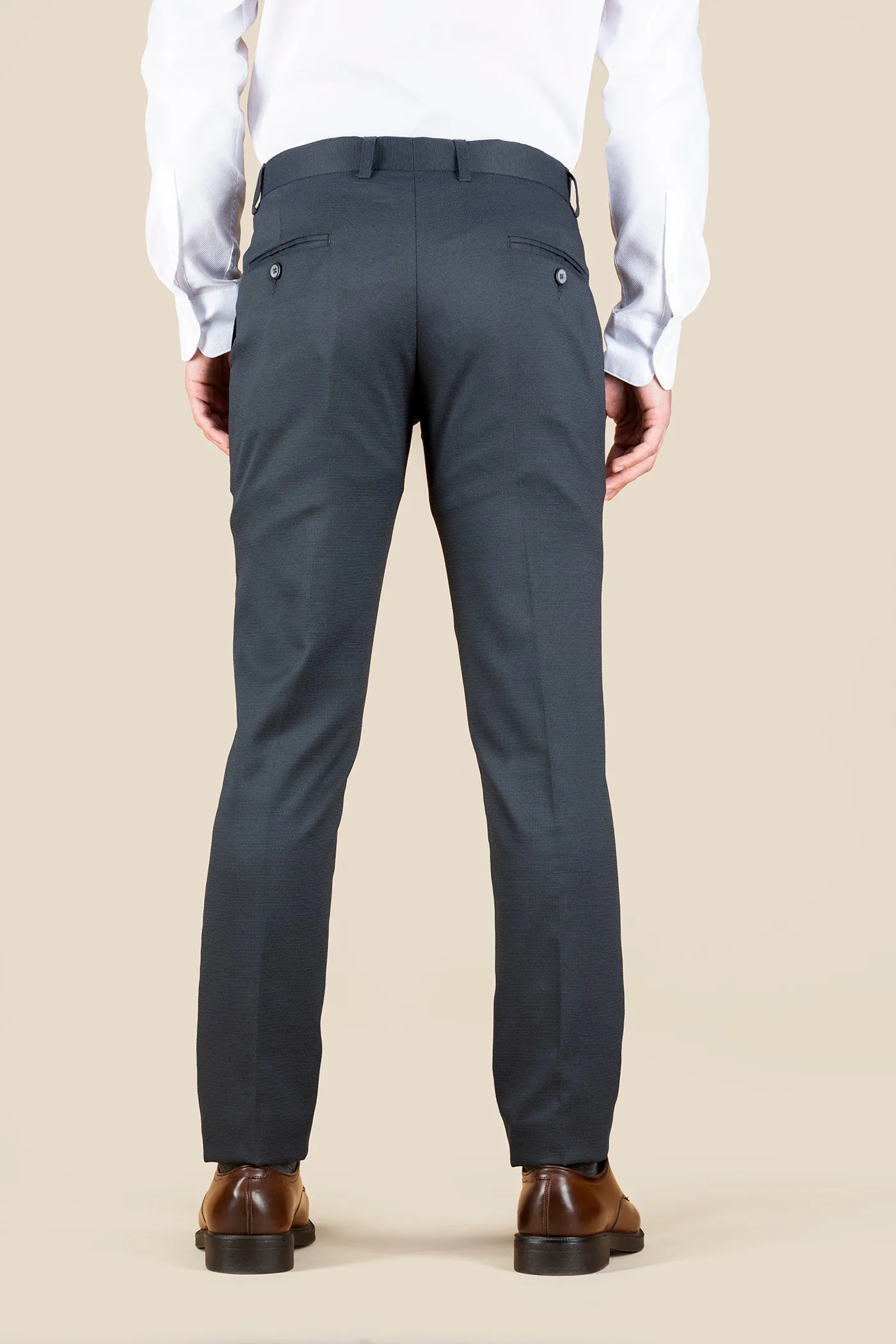 Men's Navy Solid Formal Trousers