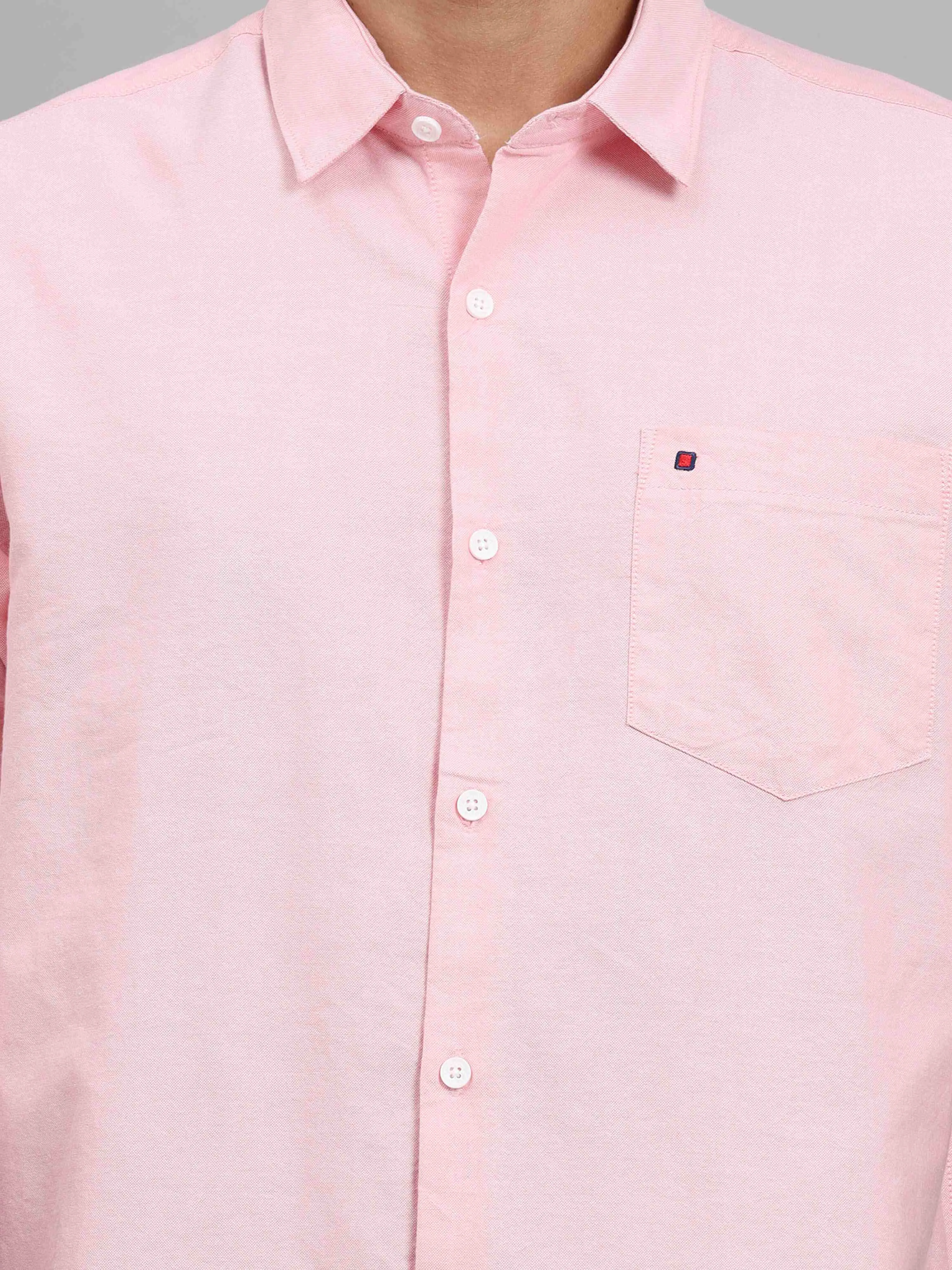 Men's Pink Slim Fit Solid Full Sleeves Casual Shirts