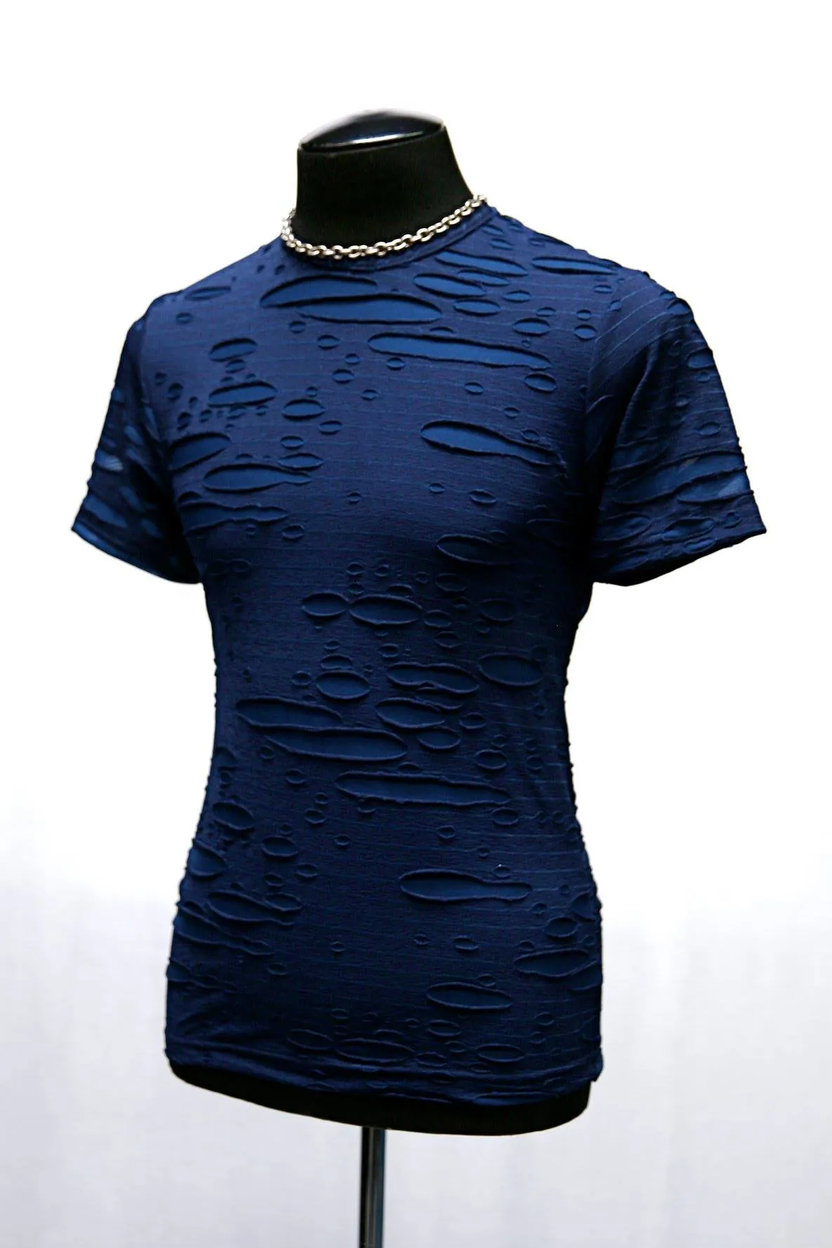 MEN'S SHORT SLEEVE TEE - DECAYED FABRIC - BLUE