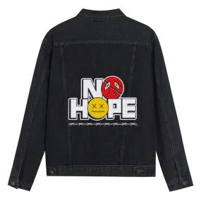 Mens Vintage Cartoon Prints NO HOPE Denim Jacket