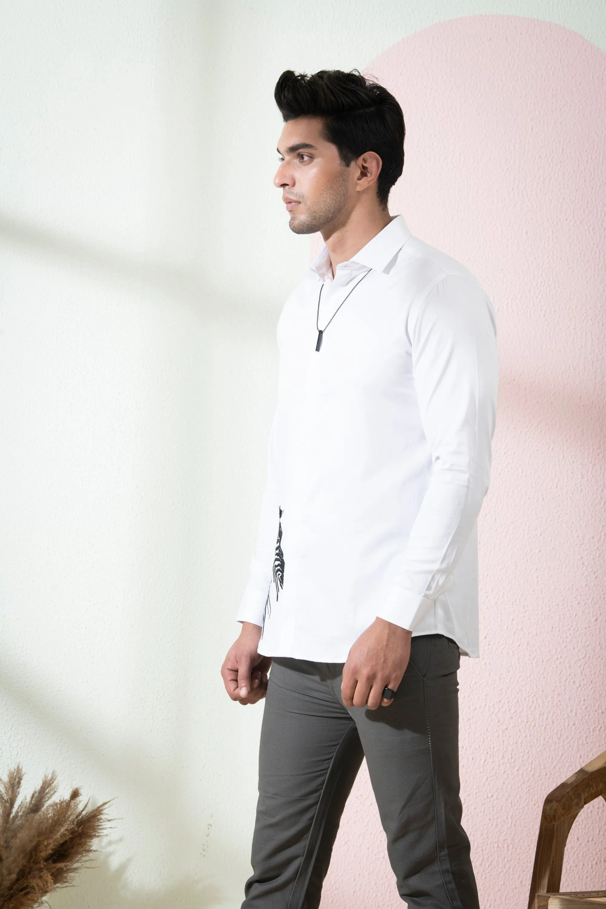 Men's White Color Stan Full Sleeves Shirt - Hilo Design