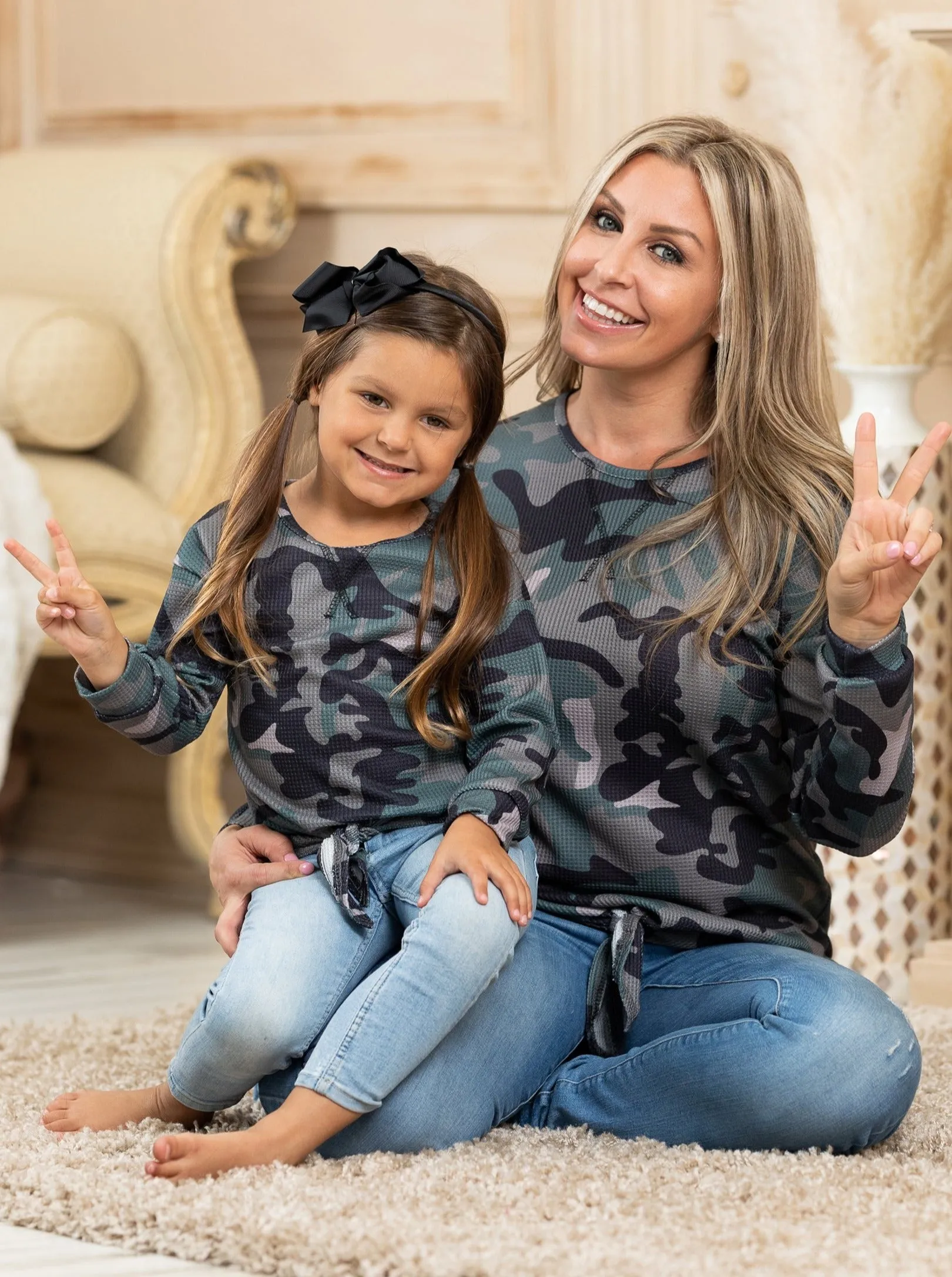 Mommy and Me In Command Camo Knot Hem Top