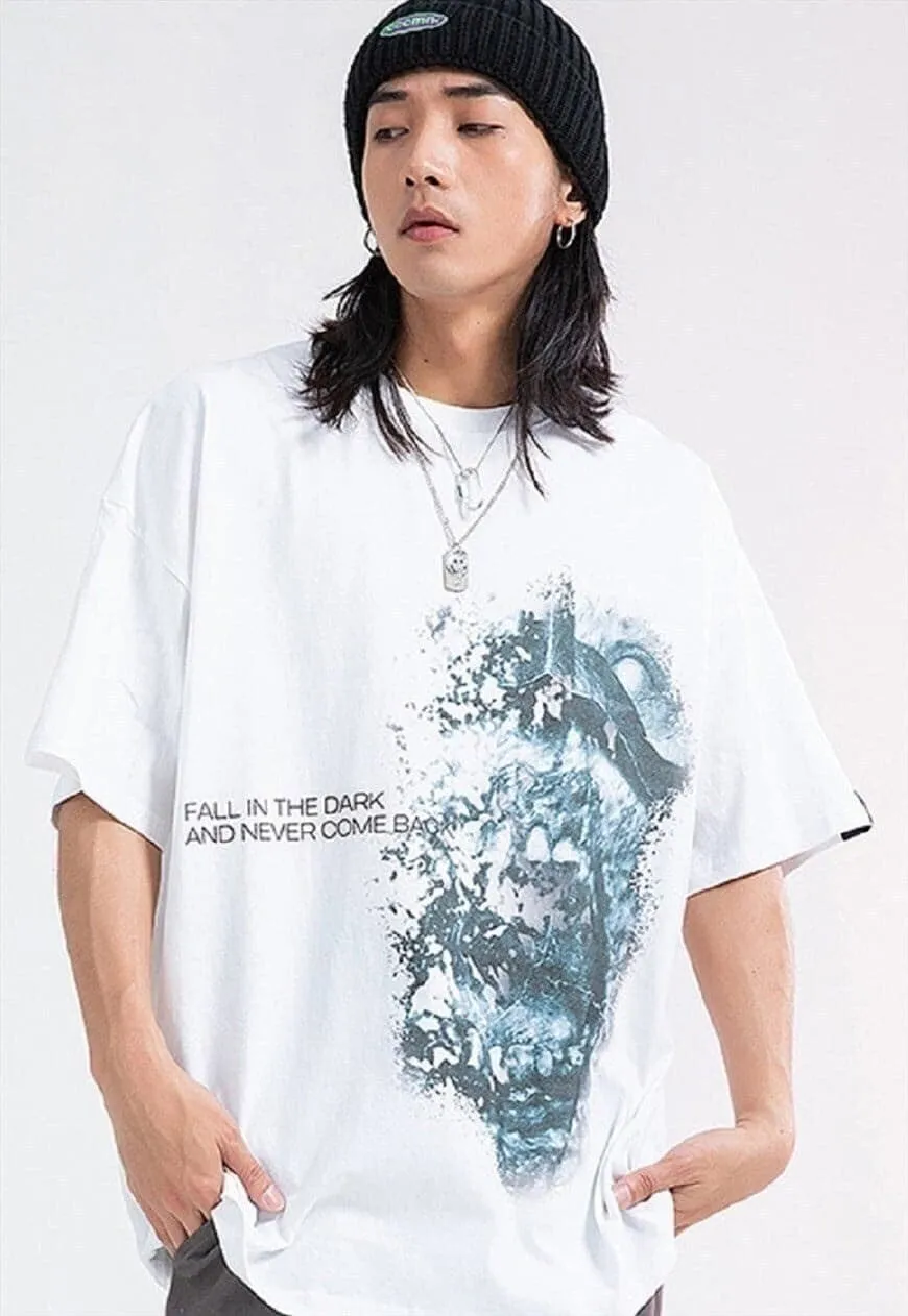 Monster print t-shirt zombie tee grunge Gothic top in white