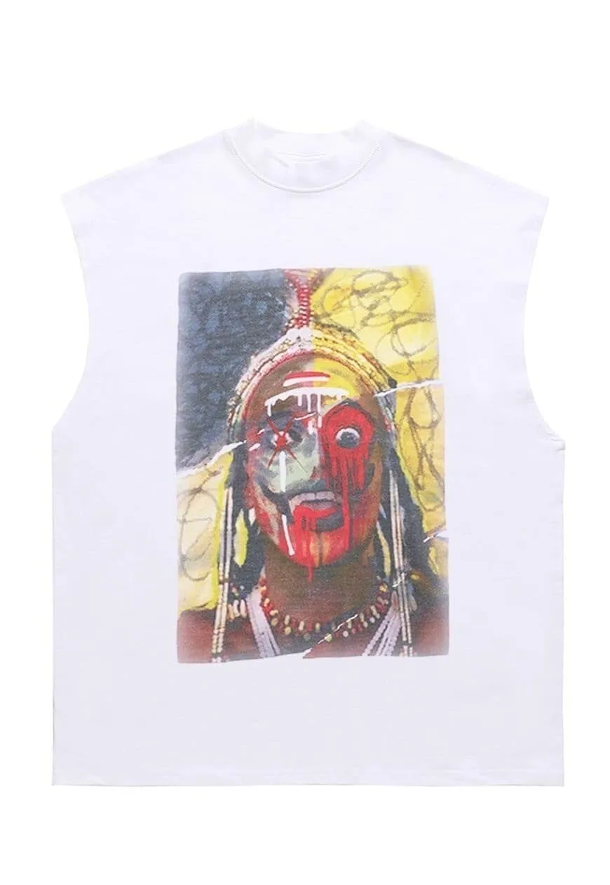 Native American sleeveless tshirt retro tank top surfer vest