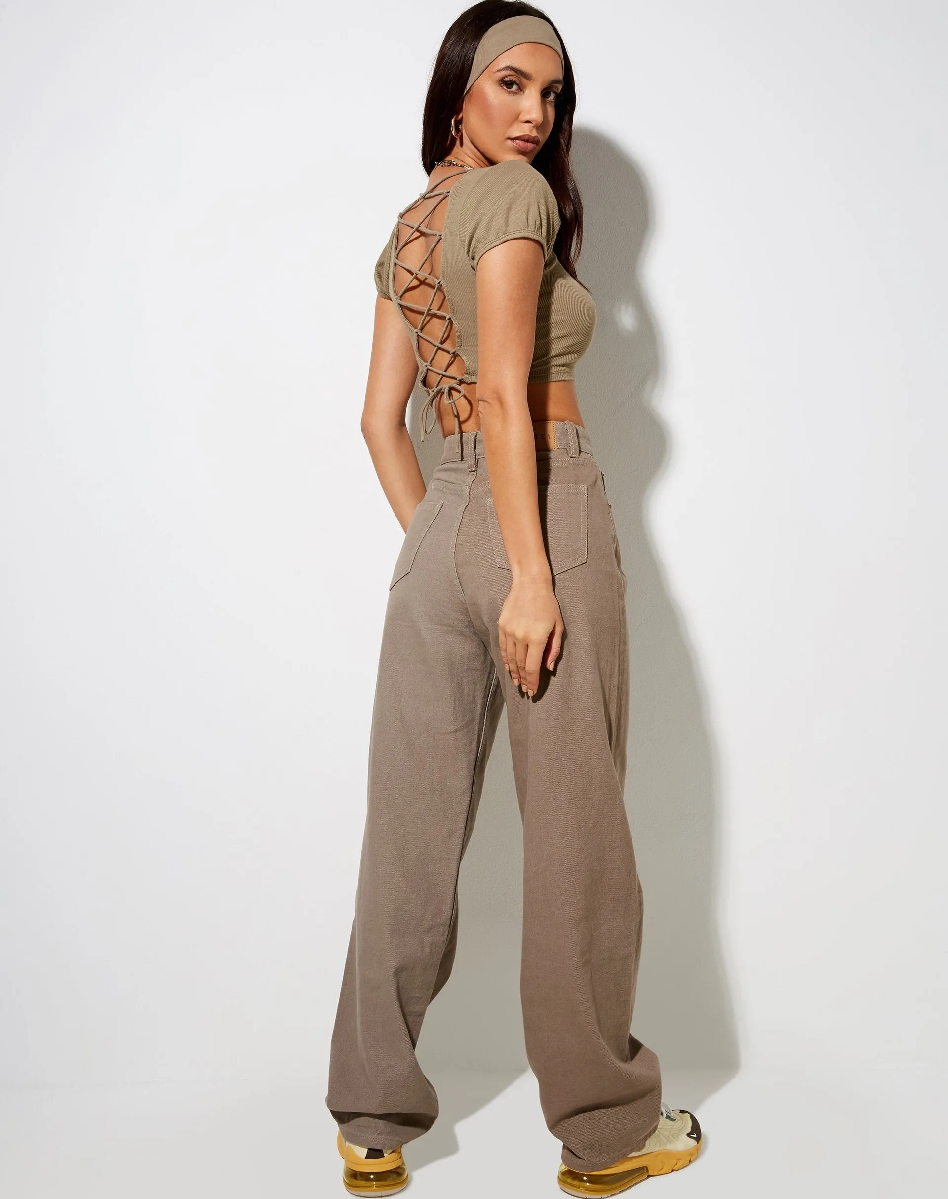 Natka Crop Top in Rib Eucalyptus