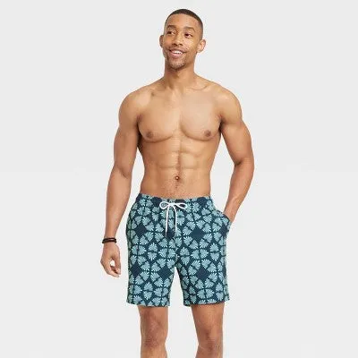 New - Men's 7" 4-Way Stretch Elevated Elastic Waist Trunk Swimsuit - Goodfellow & Co Blue XL